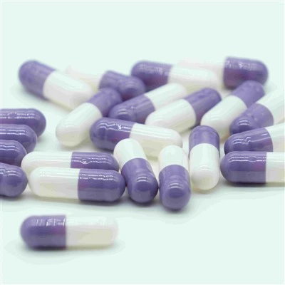 Cápsulas de gelatina tamaño 0 (morado-blanco)